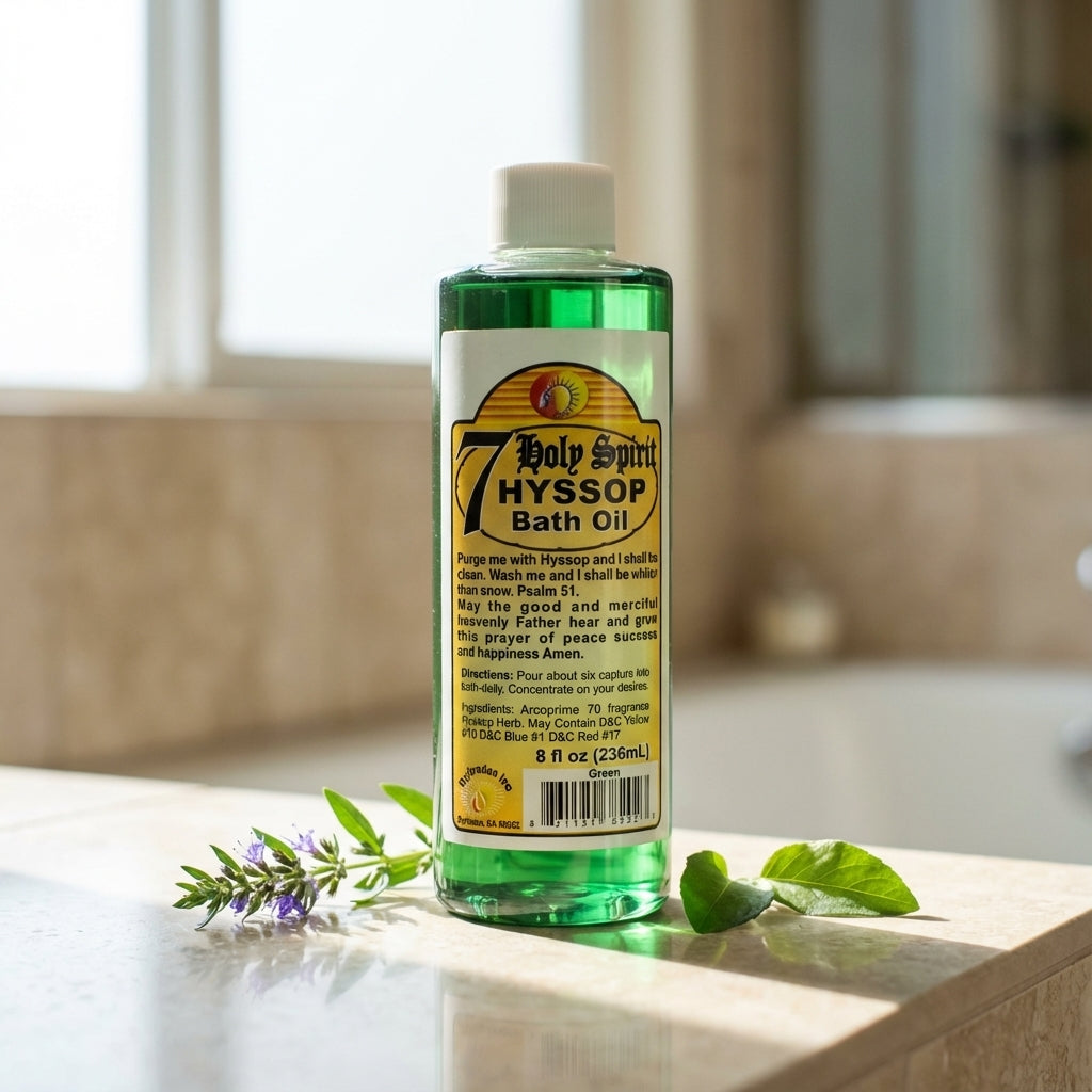 You will be generating high-quality product photos for an online stores product page. The product images should closely match the original products.
      Here is the prompt (IMPORTANT!): """Capture a close-up, photorealistic shot of the 7 Holy Spirit Hyss