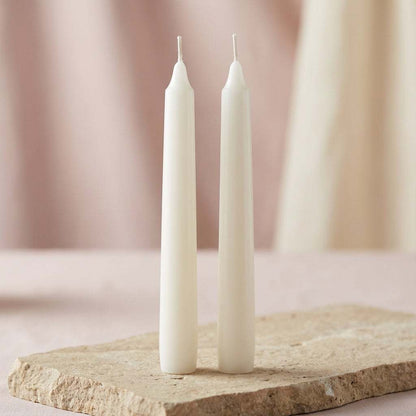 7" White Taper Candles, Set of 2