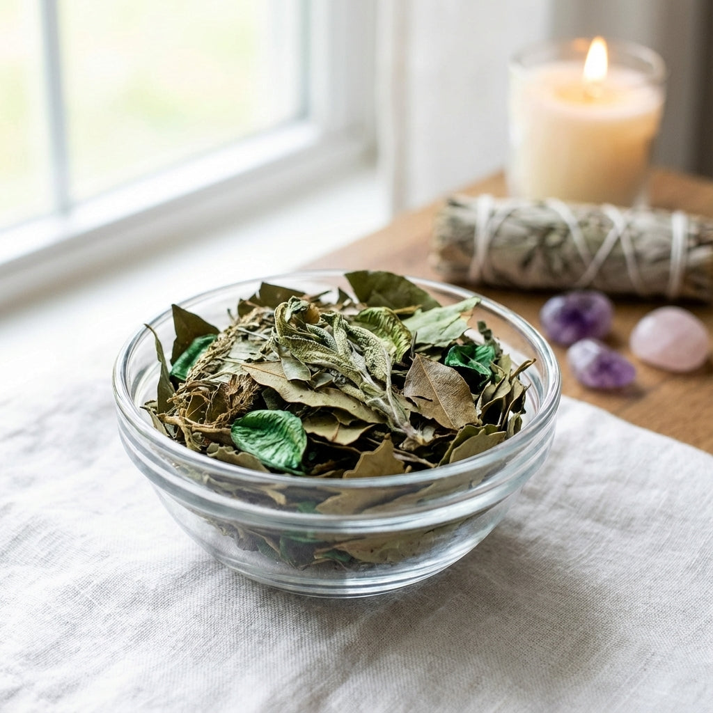 You will be generating high-quality product photos for an online stores product page. The product images should closely match the original products.
      Here is the prompt (IMPORTANT!): """A photorealistic lifestyle scene of the '7 Magical Plants Aromati