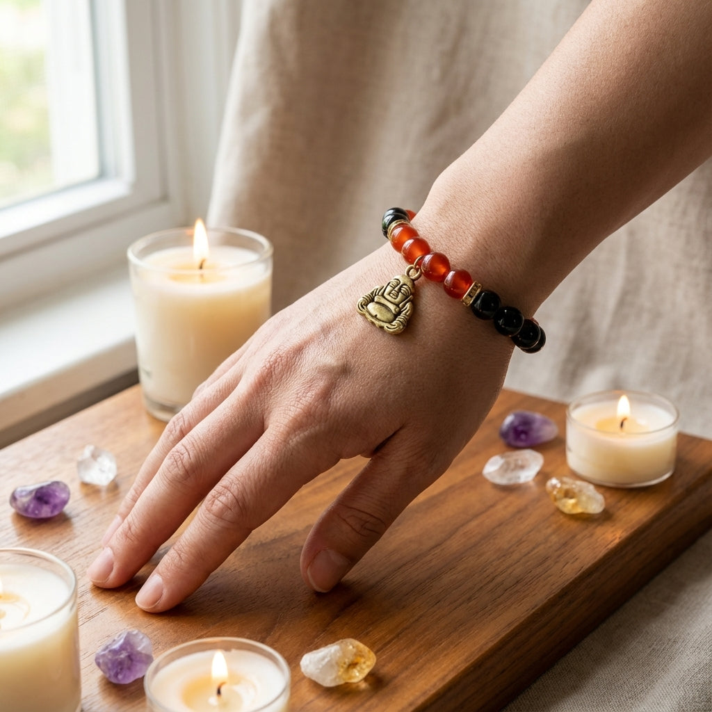 You will be generating high-quality product photos for an online stores product page. The product images should closely match the original products.
      Here is the prompt (IMPORTANT!): """A professional lifestyle scene featuring the bracelet worn on a s