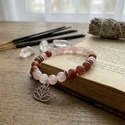 You will be generating high-quality product photos for an online stores product page. The product images should closely match the original products.
      Here is the prompt (IMPORTANT!): """Create a serene, lifestyle-inspired image featuring the Rose Quar