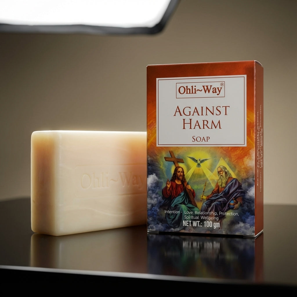 You will be generating high-quality product photos for an online stores product page. The product images should closely match the original products.
      Here is the prompt (IMPORTANT!): """A photorealistic close-up shot of the Against Harm Soap Bar, 100g