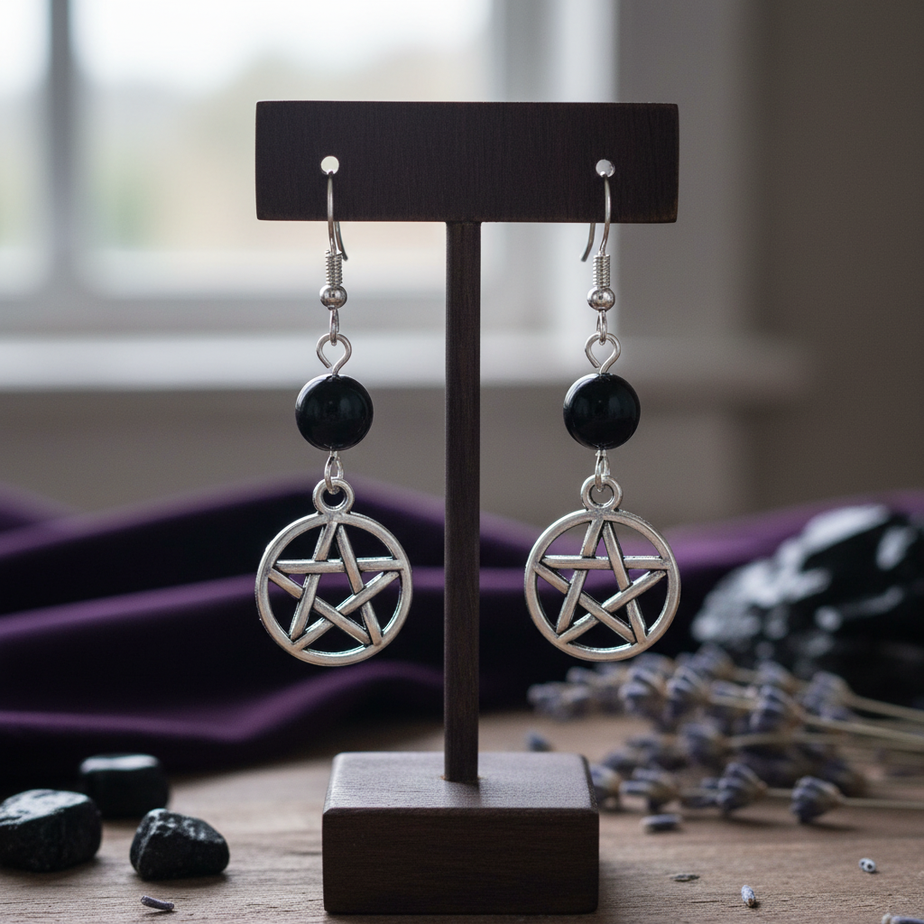 Black Onyx Pentagram earrings