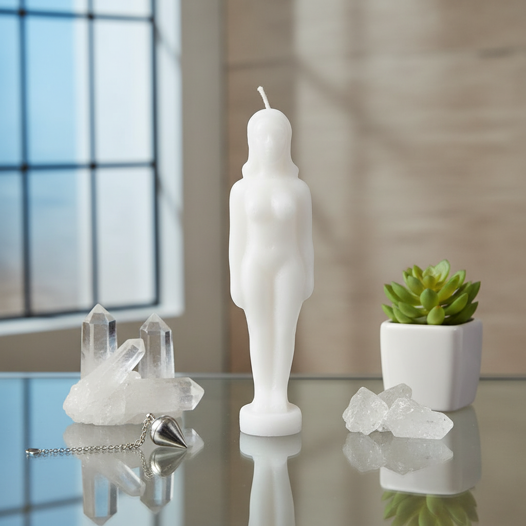 White Woman Candle, 6 3/4"