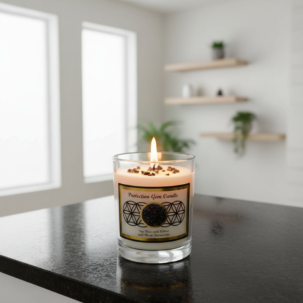Protection gem stone soy candle