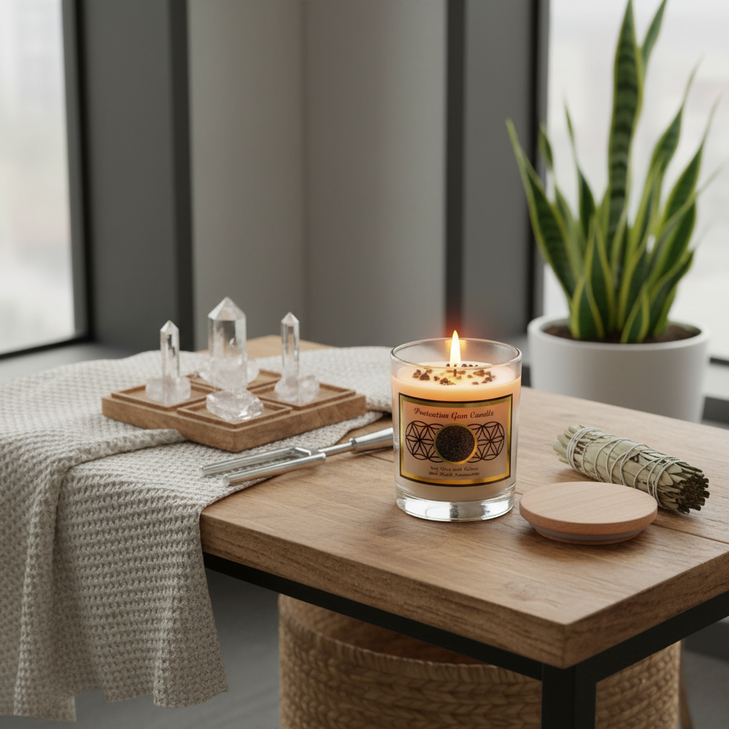 Protection gem stone soy candle
