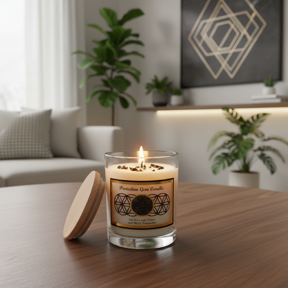 Protection gem stone soy candle
