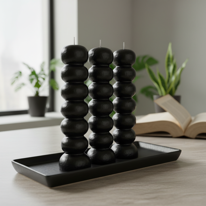 Black Seven Knob Candles, 6 1/2"
