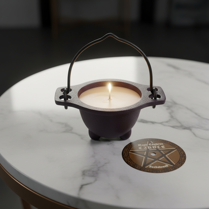 Sandalwood Candle in Cast Iron Cauldron | 12-Hour Burn
