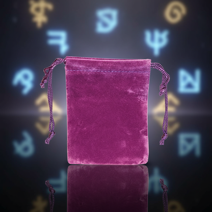 A luxurious studio scene capturing a Purple Velveteen Bag, measuring 3' by 4', positioned on a sleek, reflective black surface that accentuates its deep, mystical hue and plush velveteen texture. The bag is illuminated by soft, diffused HDR studio lighting