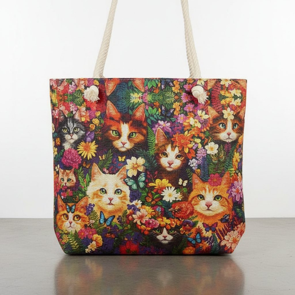 Create a highly detailed, studio-quality image of a 17x17 jute tote bag designed for spiritual empaths and metaphysical practitioners. The scene features professional softbox lighting that evenly illuminates the textured, natural jute fabric adorned with v