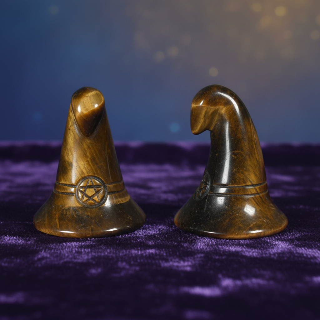 Witch's Hat Tiger Eye, Set of 2, 1 3/4"
