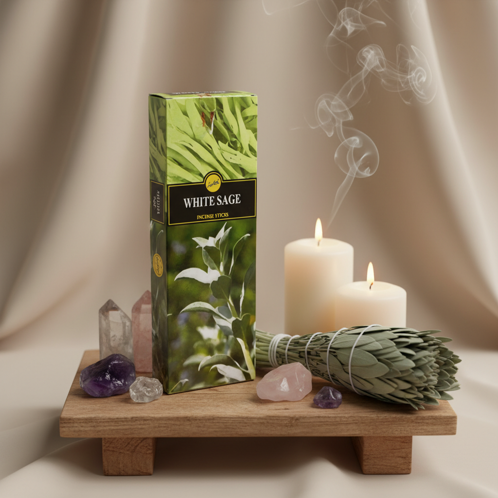 White Sage Incense Sticks by Sree Vani, Box of 6