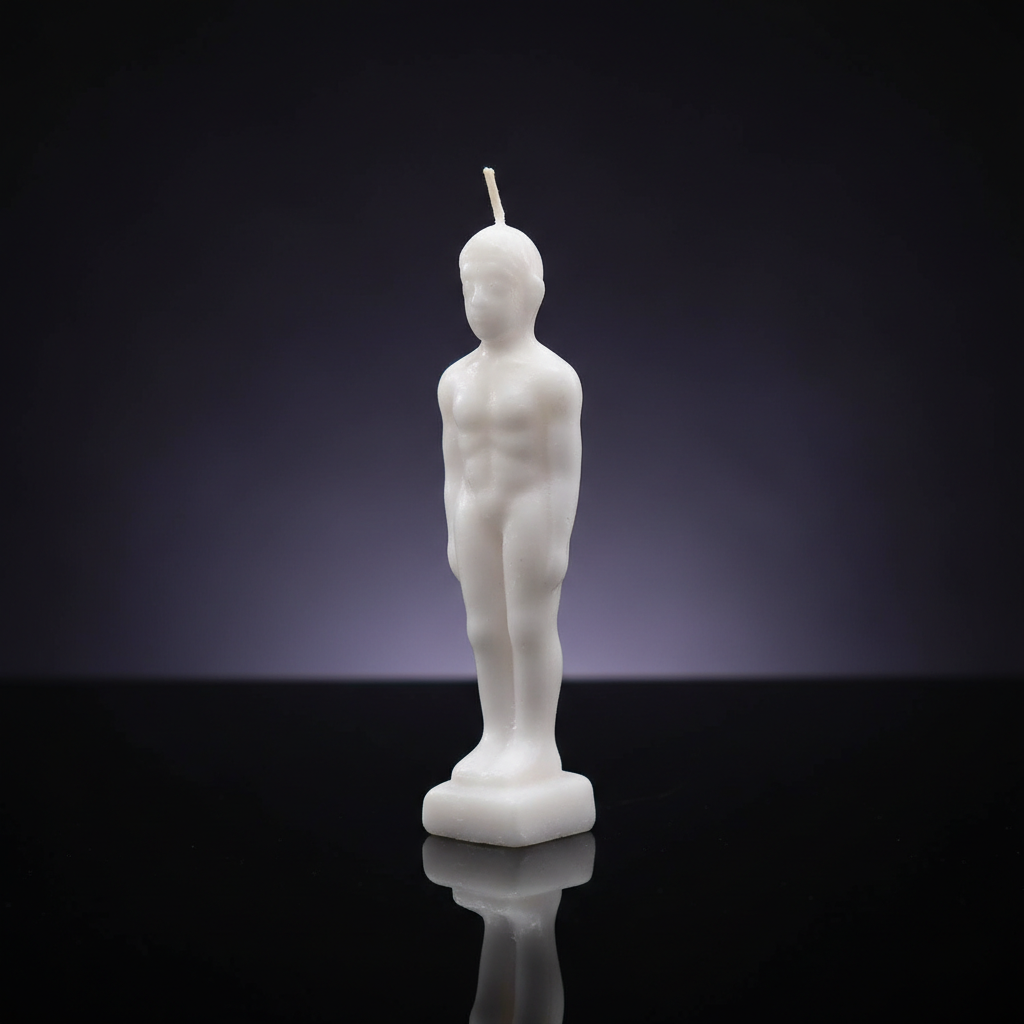 White Male Figure Candle, 6 3/4"