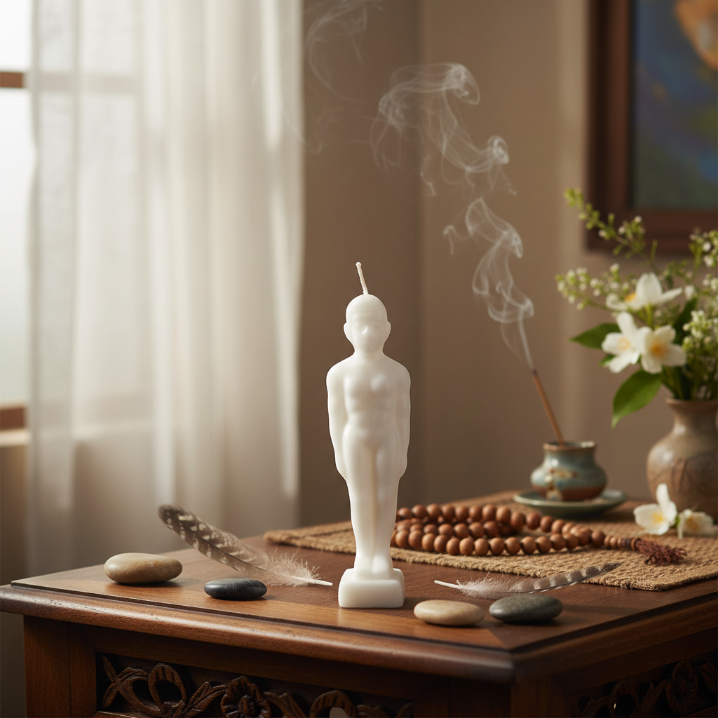 White Male Figure Candle, 6 3/4"