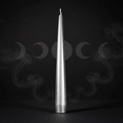 Silver Taper Candle, 9 Inches