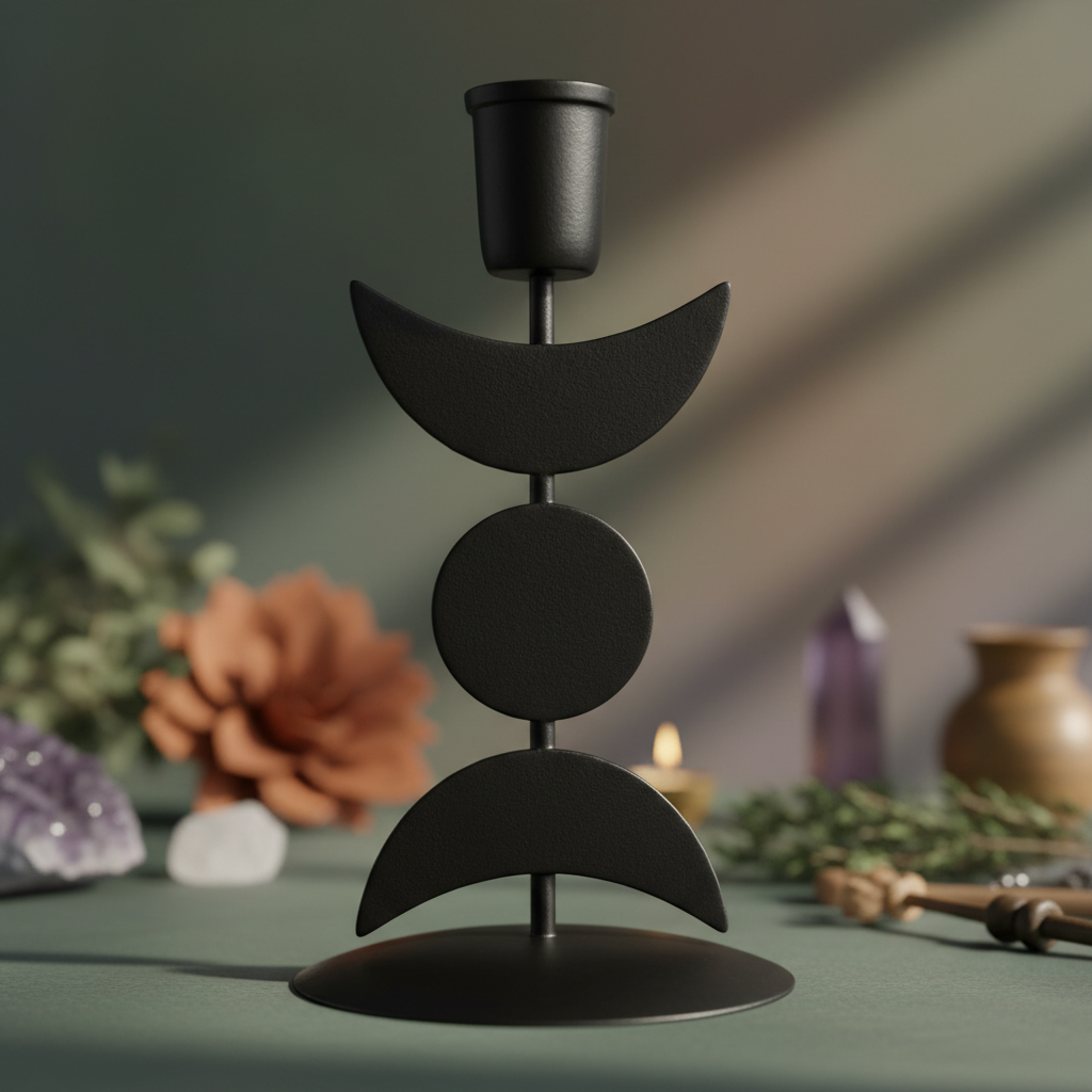 Triple Moon Candle Holder, 7"