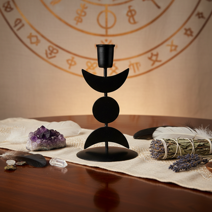 Triple Moon Candle Holder, 7"