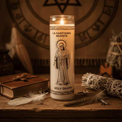 White Holy Death Jar Candle, 10", alternate view