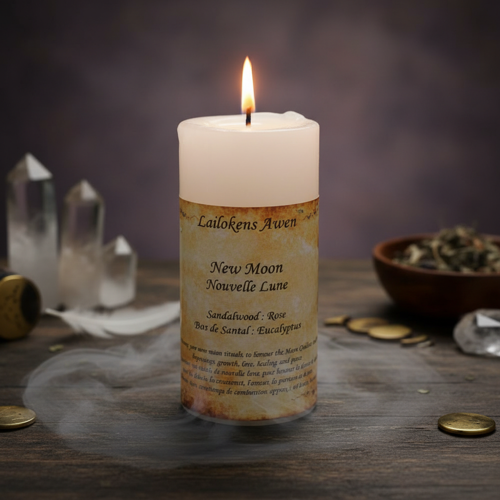 New Moon Scented Lailokens Awen Candle, 4 inches