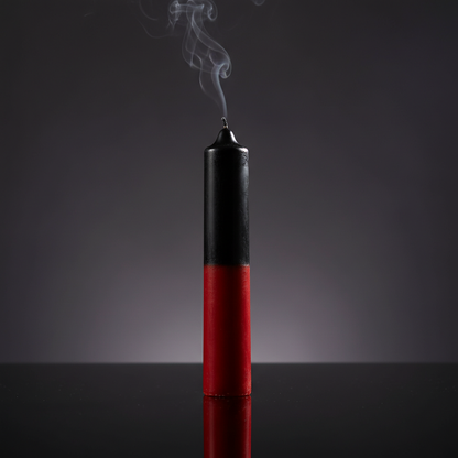 Black and Red Pillar Candle, 9"