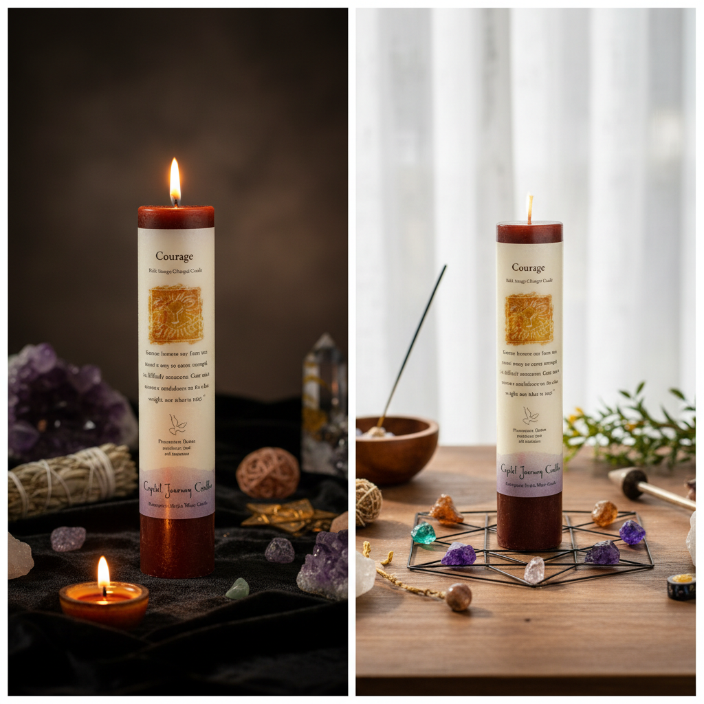 Courage Reiki Charged pillar candle
