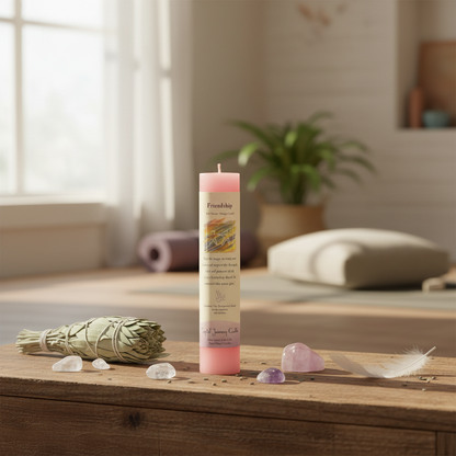 Friendship Reiki Charged pillar candle