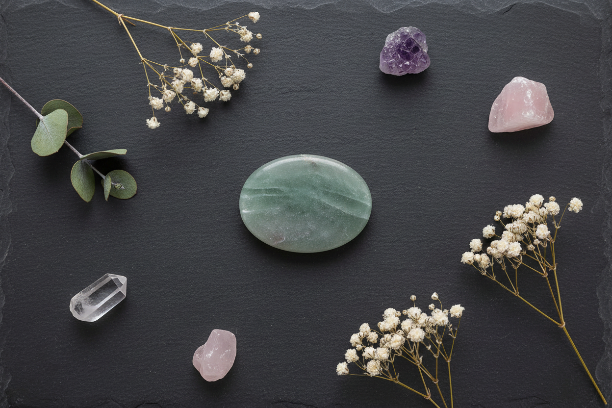 Green Aventurine Worry Stone – Flat Lay