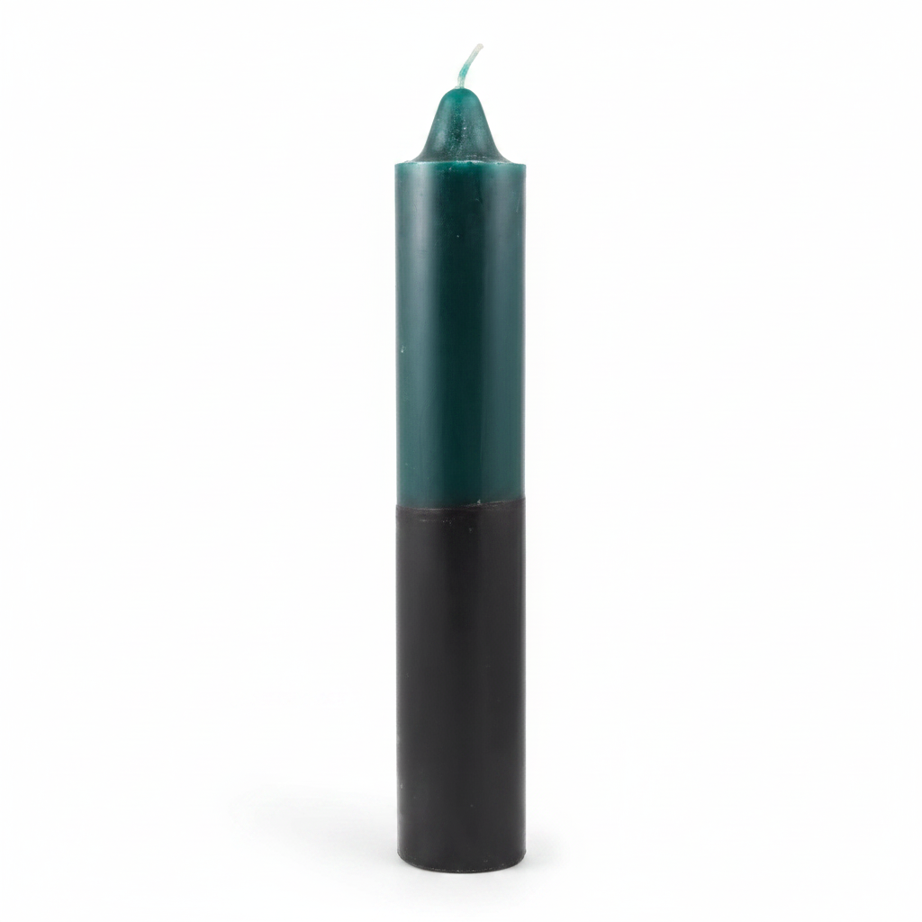 Green/Black Pillar Candle, 9"