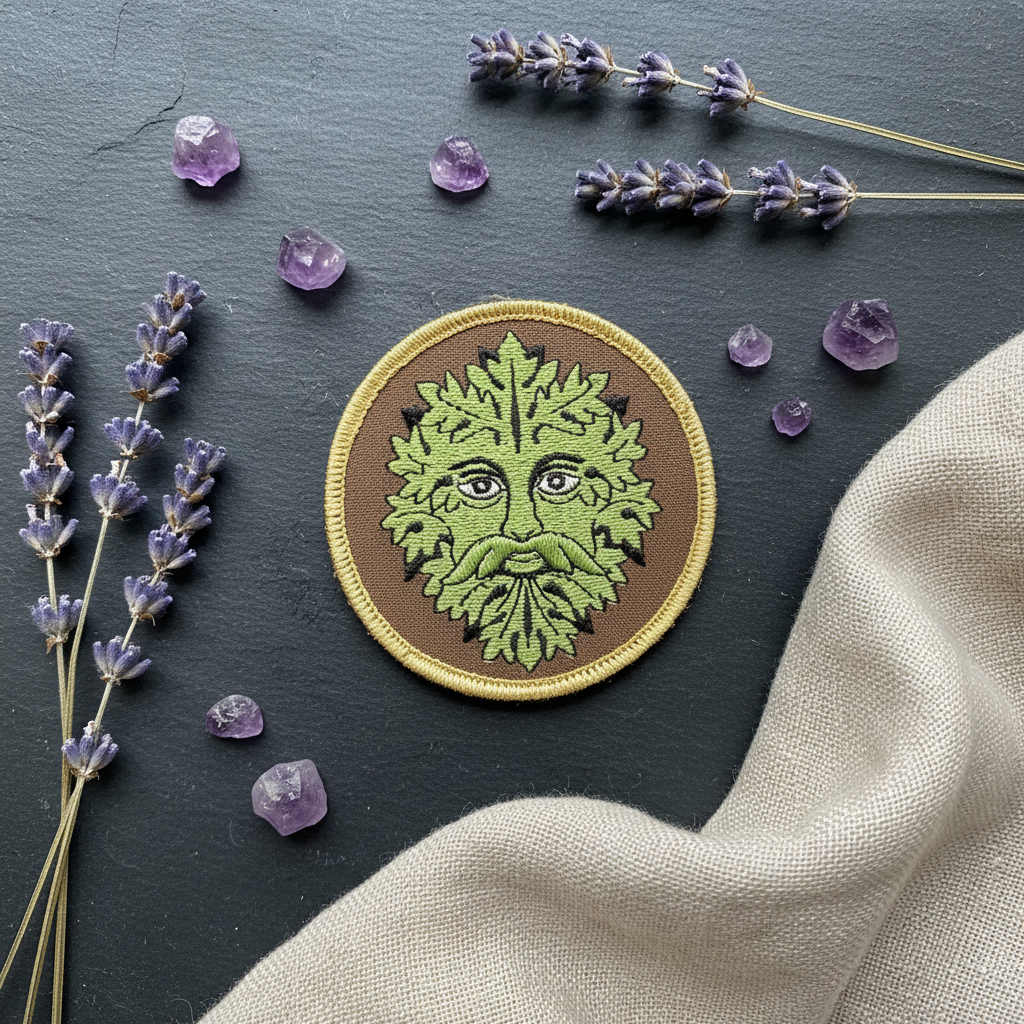 Green Man Iron-On Patch, 3", alternate view