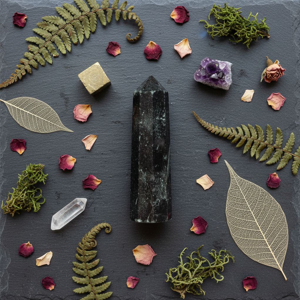 Green Mica Obelisk, 3 Inches, alternate view