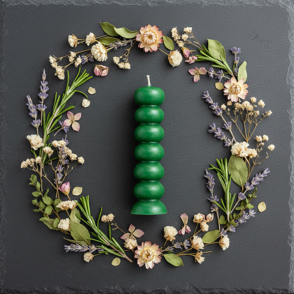 Green Seven Knob Candles, 6 1/2 Inches, alternate view