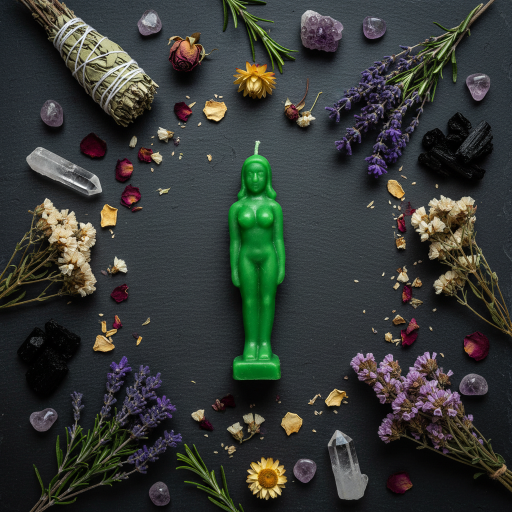 Green Woman Candle, 6 3/4", alternate view