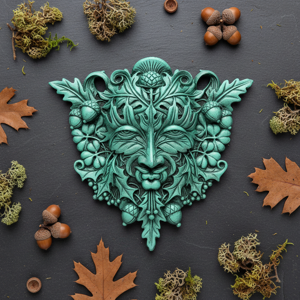 Greenman Wall Plaque, 12 x 10.75 x 2.25 Inches, alternate view