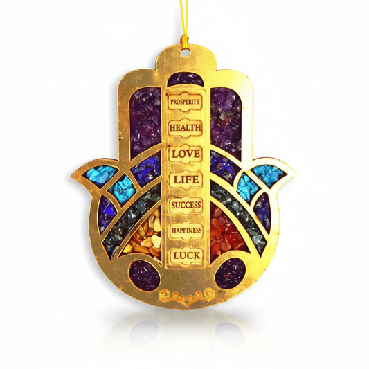 Hamsa Hand with Crystals, 6 Inches