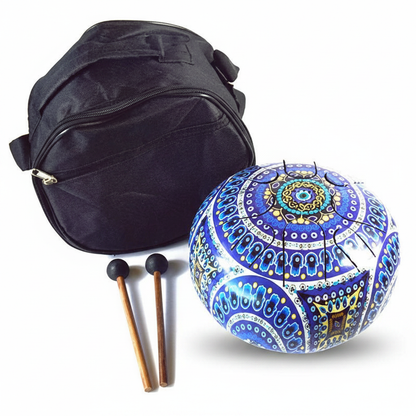 Happy Drum with Fatima Hand and Evil Eye, 8"