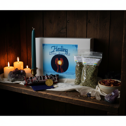Healing Boxed Ritual Kit, styled on altar