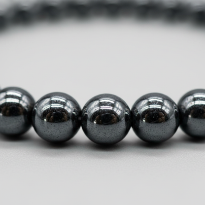 Hematite Bead Bracelet, 4mm Beads, detail view