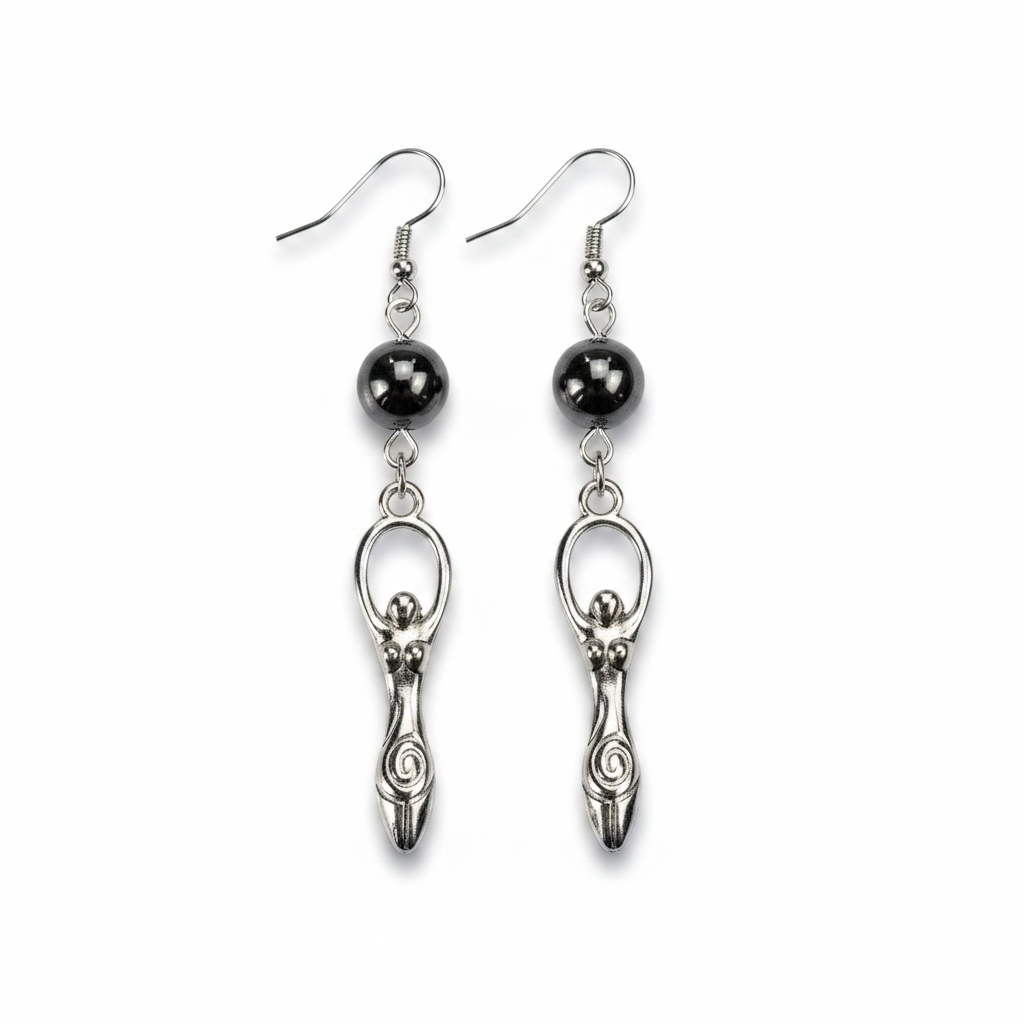 Hematite Goddess Earrings