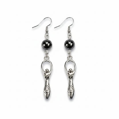 Hematite Goddess Earrings