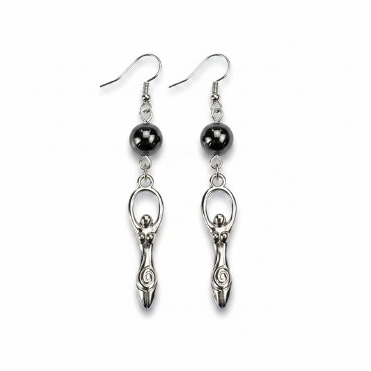 Hematite Goddess Earrings