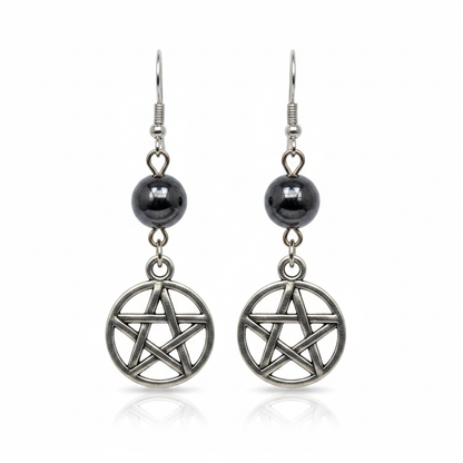Hematite Pentagram Earrings