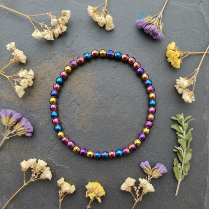 Hematite Rainbow Bracelet, 4mm, alternate view