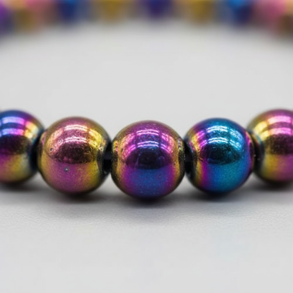 Hematite Rainbow Bracelet, 4mm, detail view