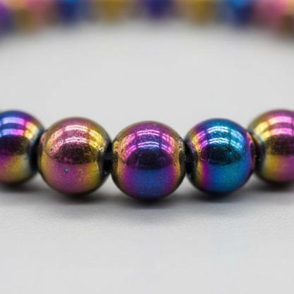 Hematite Rainbow Bracelet, 4mm, detail view