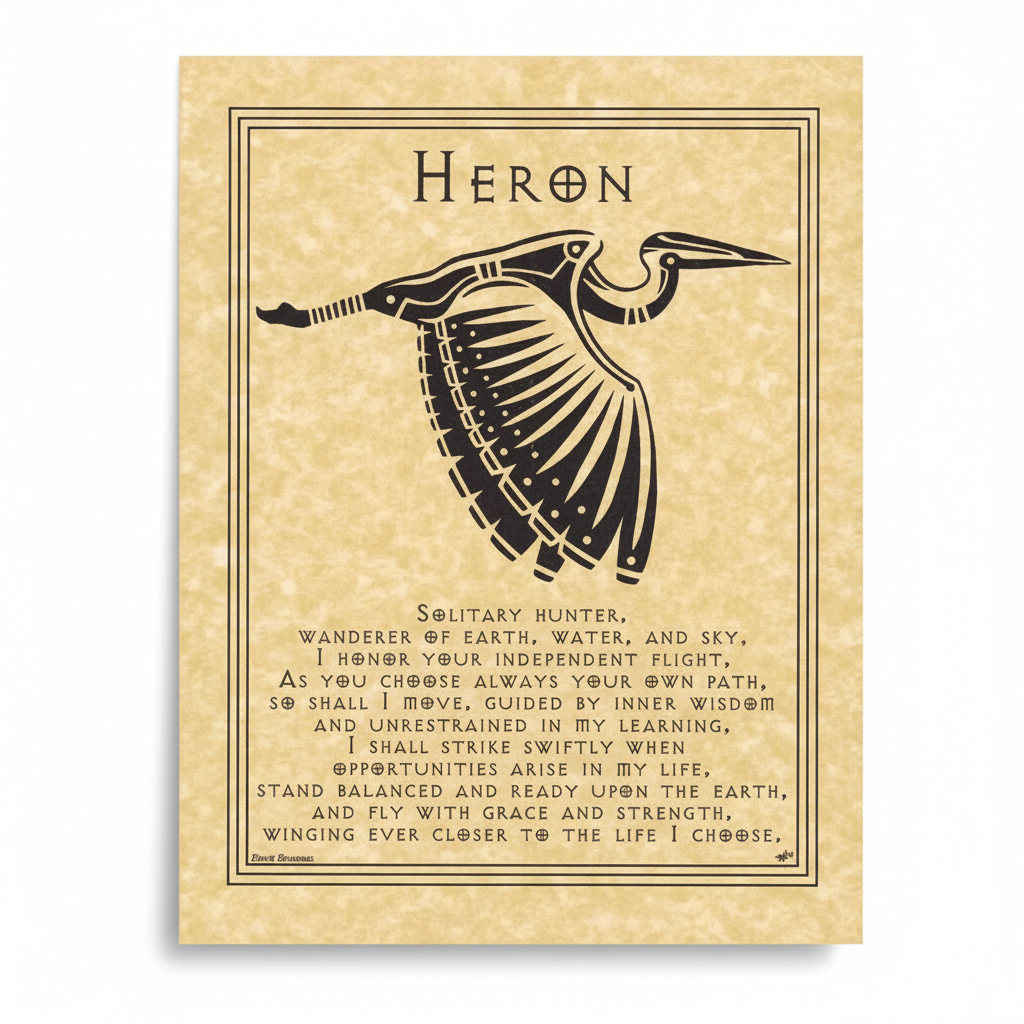 Heron Prayer Poster, 8.5" x 11"