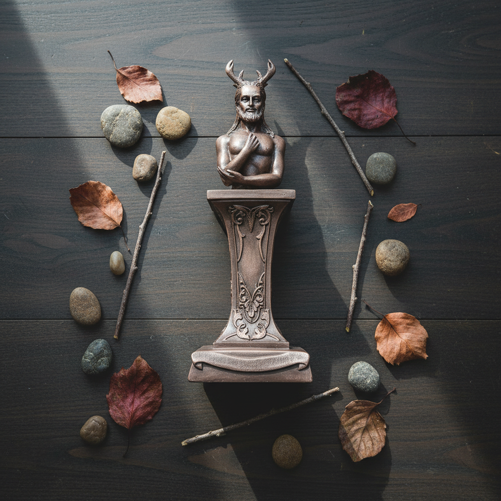 Horned God Bronze Polyresin Statue, 12.5 Inch, alternate view