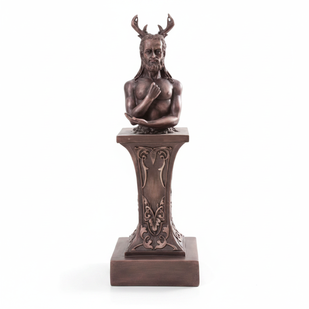 Horned God Bronze Polyresin Statue, 12.5 Inch