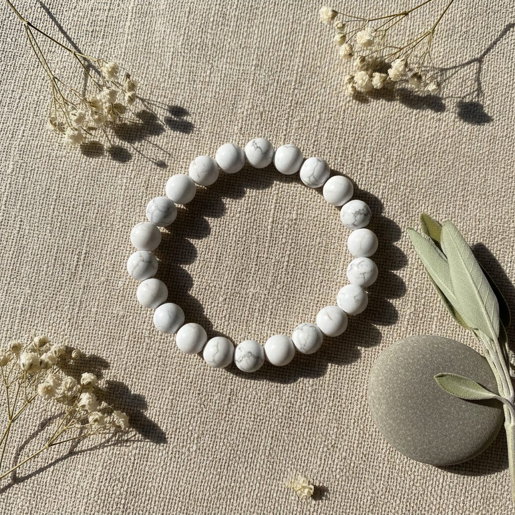 Howlite Gemstone Bracelet, 8mm, alternate view
