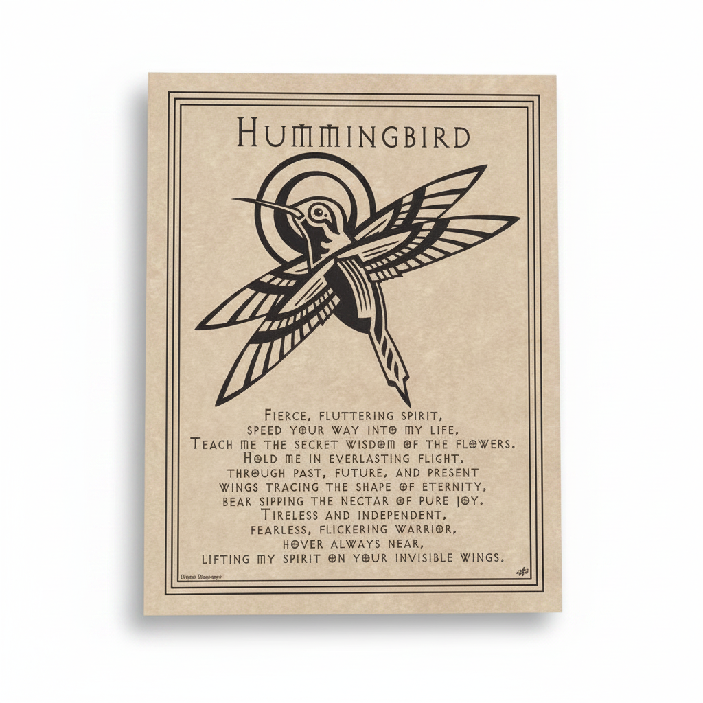 Hummingbird Prayer Poster, 8.5" x 11"